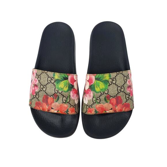 Gucci GG Supreme Blooms Floral Print Supreme Slide Sandals Multi 408508 Size 36 - Picture 2 of 12